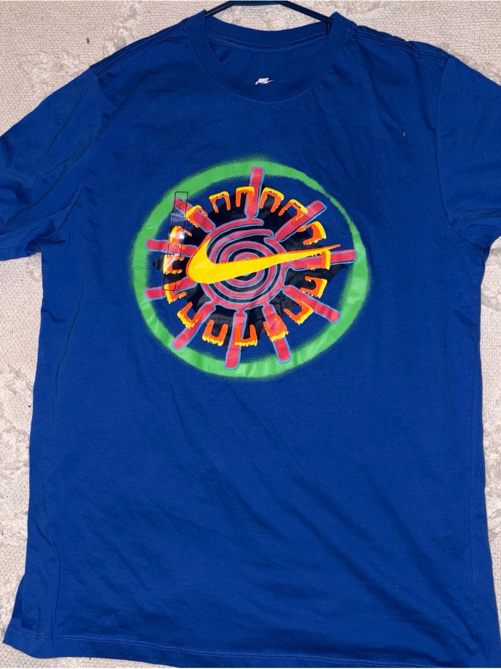 Nike Blue Short Sleeve Tee with Multicolor Graphic